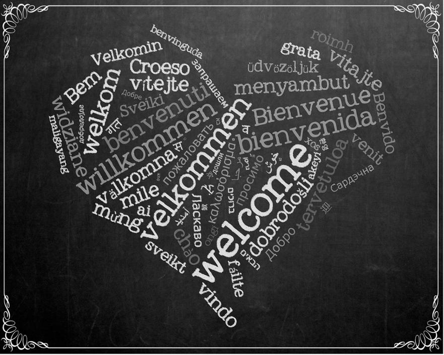 welcome, sign, calligraphy